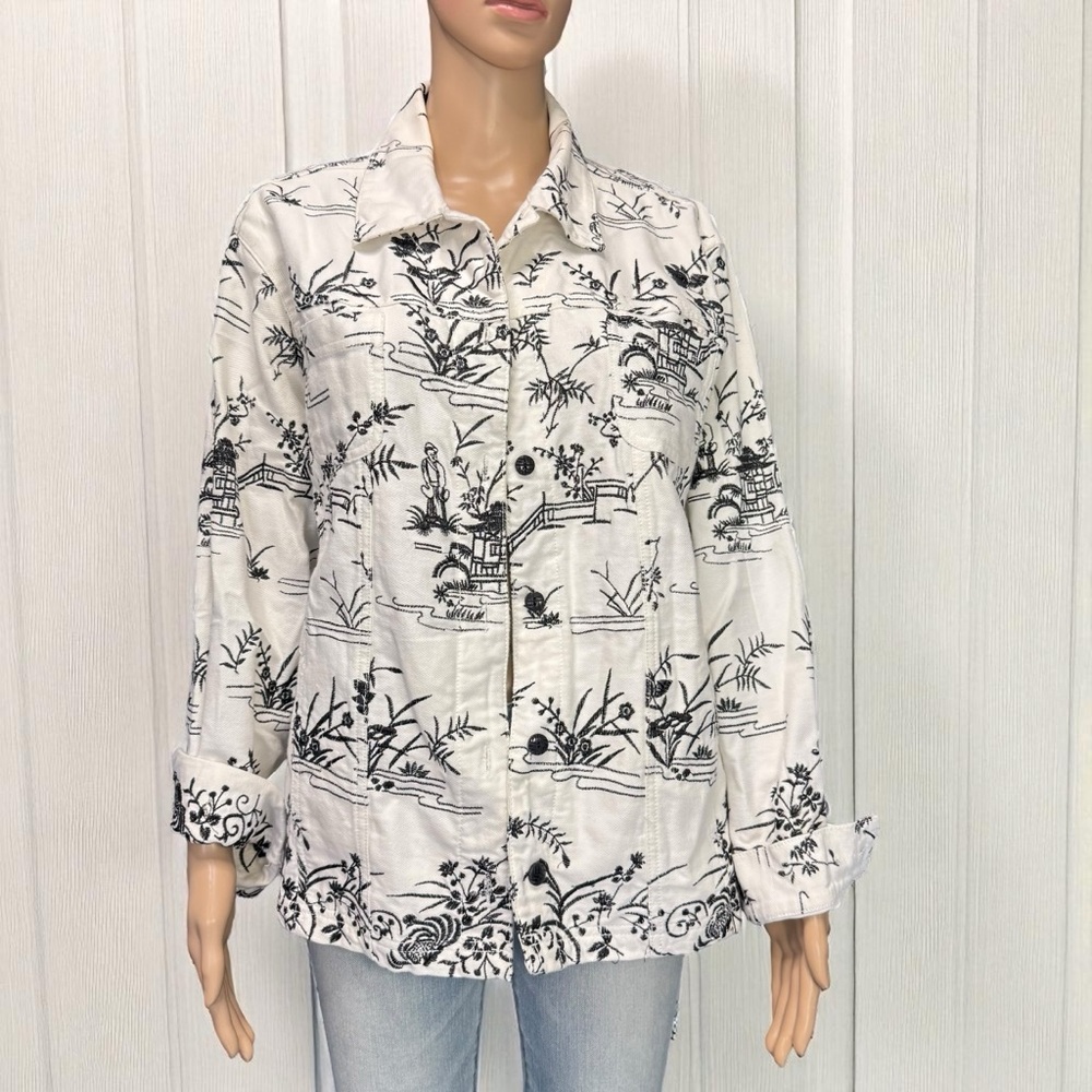 Chico's Black and White Jean Jacket